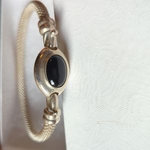 Sterling Silver and Onyx hook/bangle bracelet